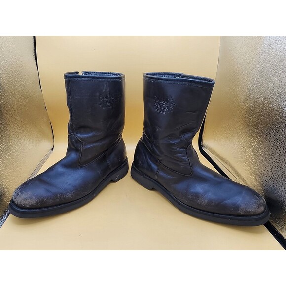 VTG Field & Stream Black Leather Insulated Boots Zip Side Almond Toe Men Sz 10EE - Picture 7 of 11